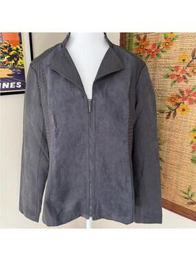 Studio Works Charcoal Faux Suede  Jacket